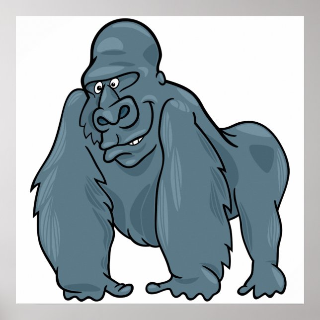 Funny Gorilla Cool Blue Ape Animal Design  Poster (Front)