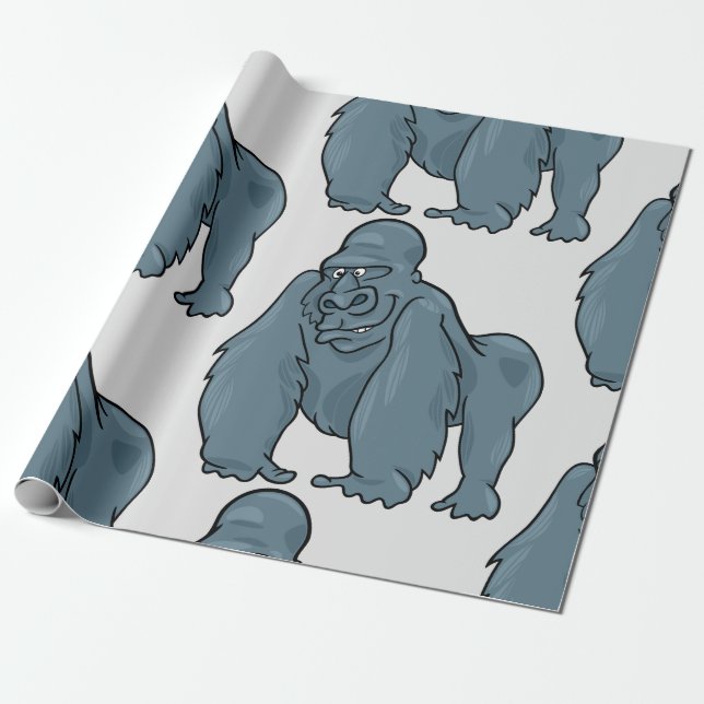 Funny Gorilla Cool Blue Ape Animal Design  Wrapping Paper (Unrolled)
