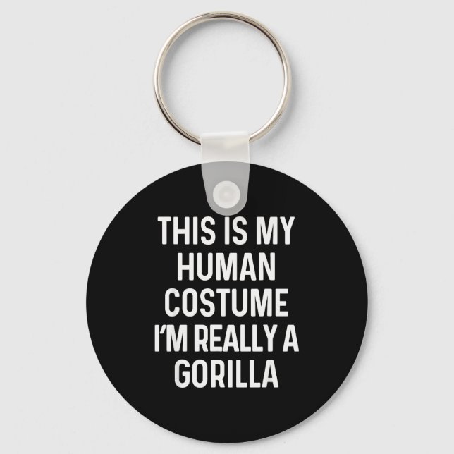 Funny Gorilla Costume Shirt Halloween Adults Kids  Key Ring (Front)
