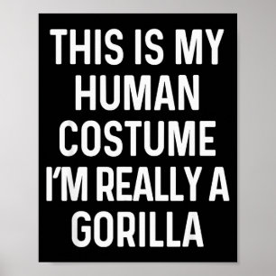 Funny Gorilla Costume Shirt Halloween Adults Kids Poster