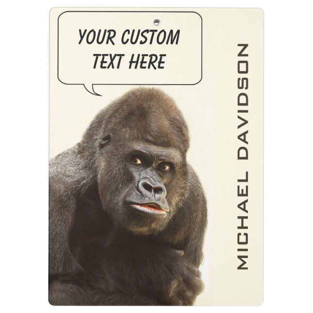 Funny Gorilla custom monogram clipboard (Back)