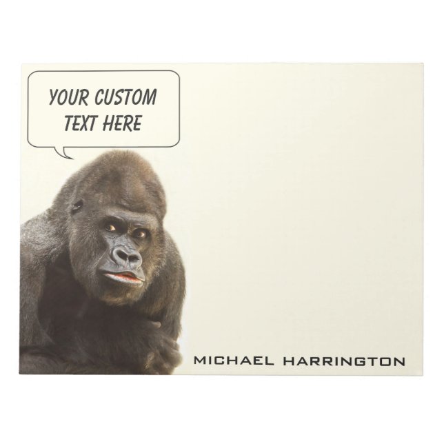 Funny Gorilla custom name notepads (Front)