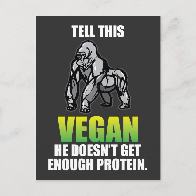 Funny Gorilla Lifestyle Vegan Quotes Postcard (Front)