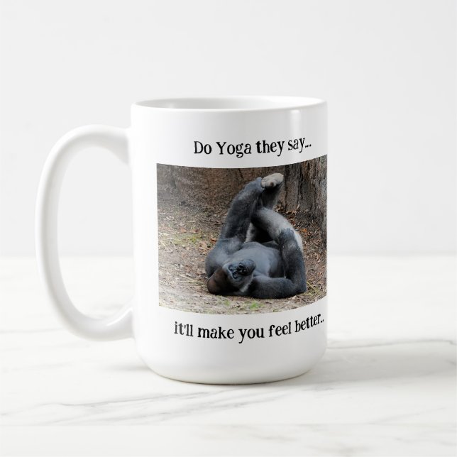 Funny Gorilla Mug: Do Yoga.... Coffee Mug (Left)