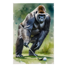 Funny Gorilla Playing Golf 