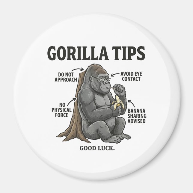 Funny Gorilla Safety Tips Infographic Illustration Magnet (Front)