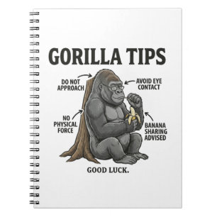 Funny Gorilla Safety Tips Infographic Illustration Notebook