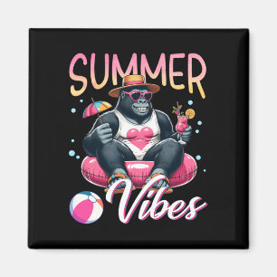 Funny gorilla swimming float summer vibes beach magnet