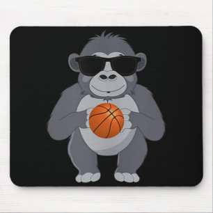 Funny Gorilla Wearing Sungles Playing Basketball T Mouse Mat