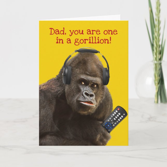 Funny Gorilla With Remote And Headset Father's Card (Front)