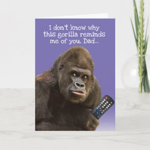Funny Gorilla With Remote Control Father's Day Card