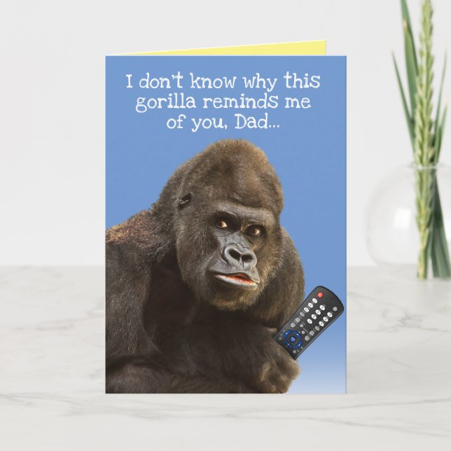 Funny Gorilla With Remote Control Father's Day Card (Front)
