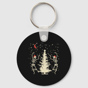 Funny Goth Christmas Dancing Skull Key Ring