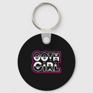 Funny Goth Girl Black And White  Key Ring