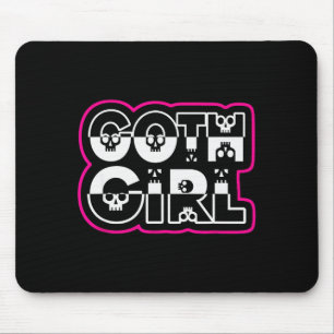 Funny Goth Girl Black And White  Mouse Mat