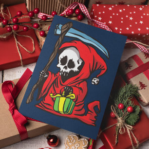 Funny Goth Scary Grim Reaper Christmas Holiday Card
