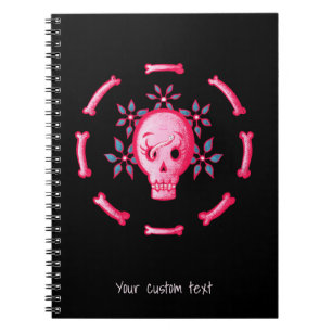 Funny Goth Skull Black Pink Notebook