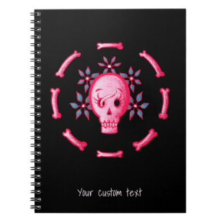 Funny Goth Skull Black Pink Notebook