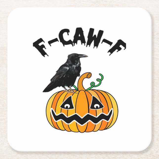 Funny Gothic Crow Humor F-Caw-F Essential Square Paper Coaster (Front)
