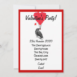 Funny gothic crow valentines party invitation
