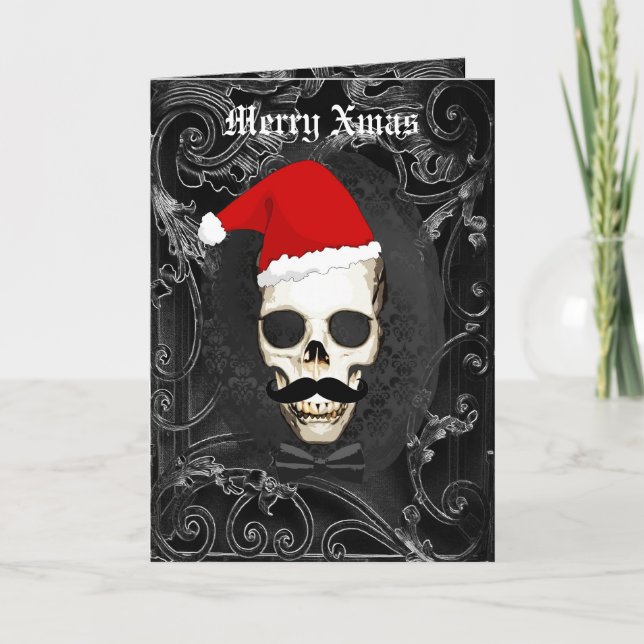 Funny Gothic Santa Christmas Holiday Card (Front)