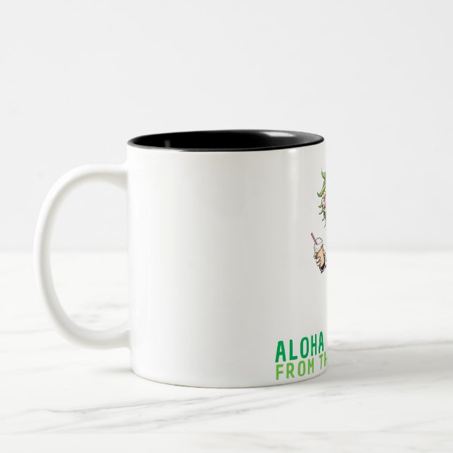  Funny Gothic Skeleton Coffee Mug, Halloween Two-Tone Coffee Mug (Left)