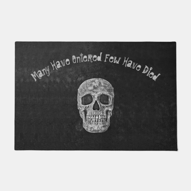 Funny Gothic Skull Head Black And White Macabre Doormat (Front)