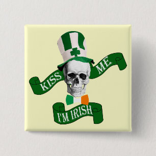Funny gothic skull Irish  St Patrick's day 15 Cm Square Badge