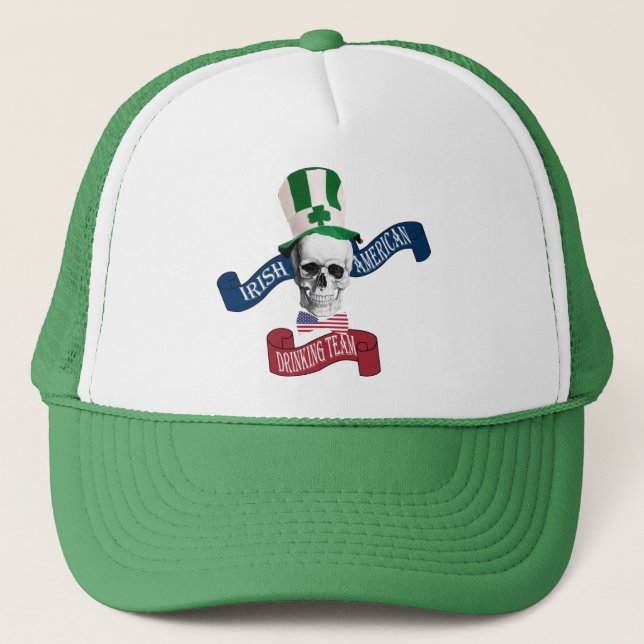 Funny gothic skull Irish  St Patrick's day Trucker Hat (Front)