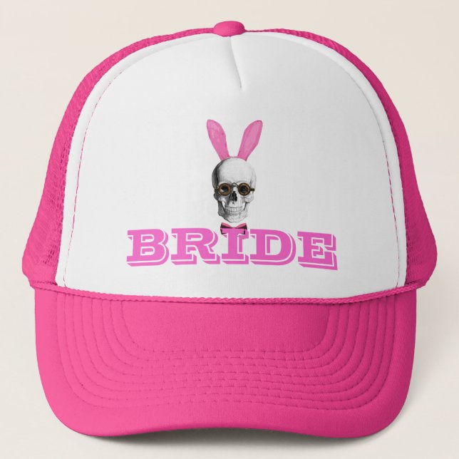 Funny gothic steampunk bunny brides trucker hat (Front)