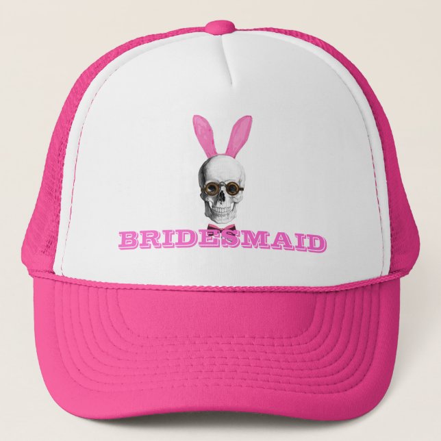 Funny gothic steampunk bunny bridesmaid trucker hat (Front)