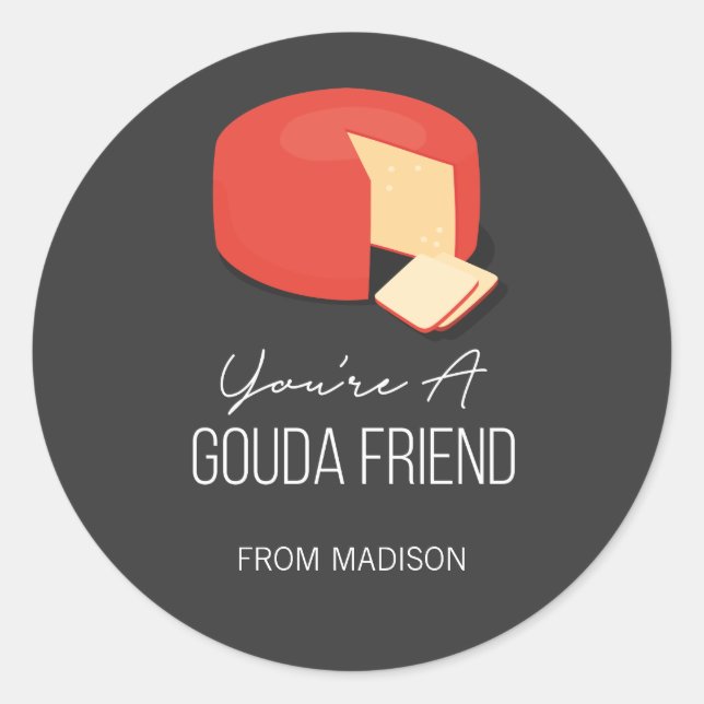 Funny Gouda Friend Valentine Love Cheese Sticker (Front)