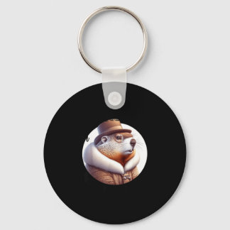 Funny Goundhog Graphic Key Ring