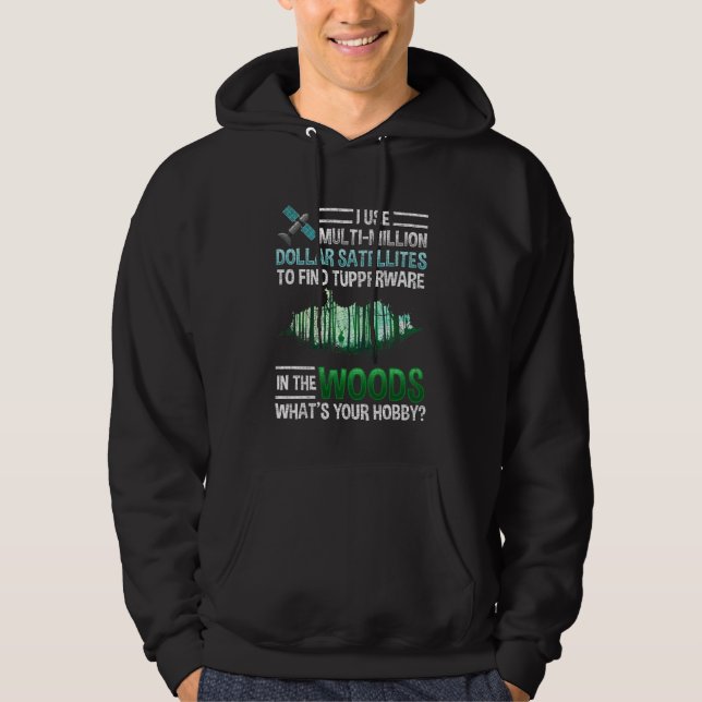 Funny GPS Geocache Wood Outdoor Geocaching Hoodie (Front)