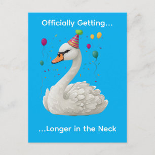 Funny Graceful Swan Birthday Graphic Design Postcard
