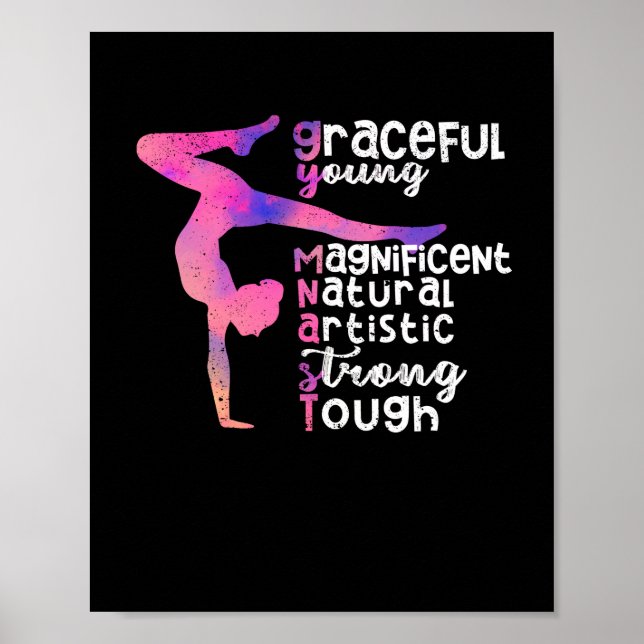 Funny graceful young gorgeous natural gymnast poster (Front)