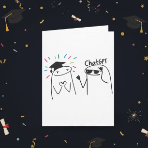 Funny Graduate ChatGPT Doodle Celebration Design Card