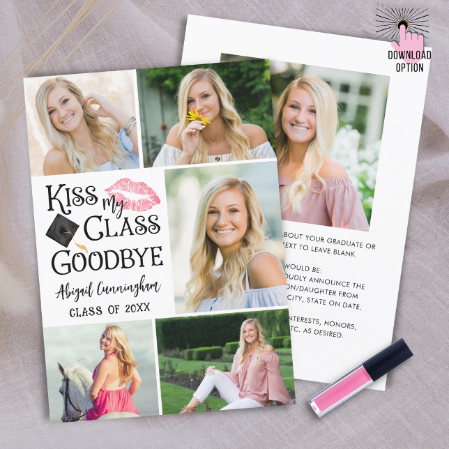 Funny Graduate KISS MY CLASS GOODBYE 6 Photo Announcement (Creator Uploaded)