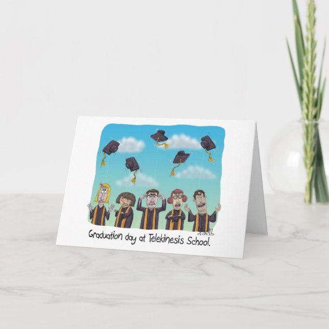 Funny Graduation Card - Day at Telekinesis School (Front)