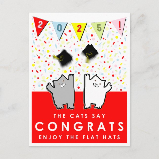 Funny Graduation Cats 2025 Postcard (Front)