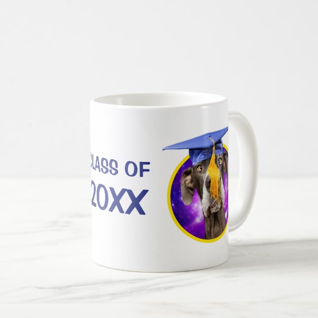 Funny Graduation Dog Wearing Hat Coffee Mug (Front Right)