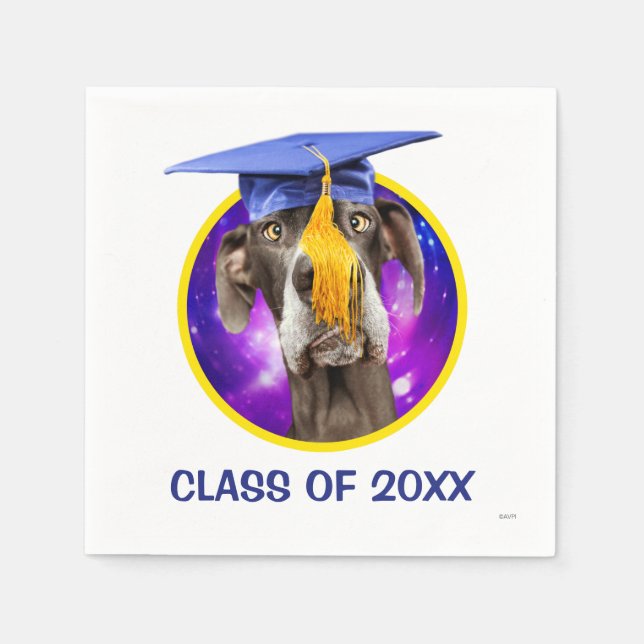 Funny Graduation Dog Wearing Hat Napkin (Front)