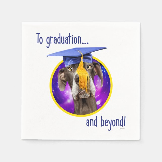 Funny Graduation Dog Wearing Hat Napkin (Front)