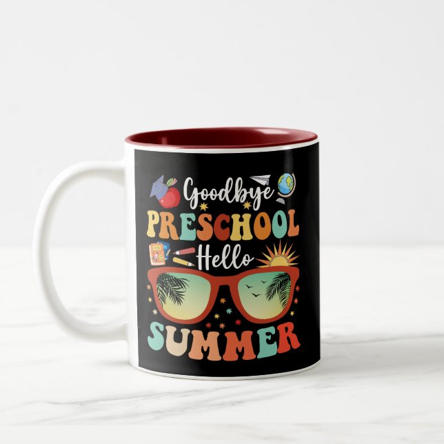 Funny Graduation Goodbye Preschool Hello Summer  Two-Tone Coffee Mug (Left)