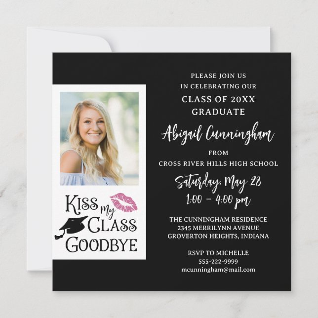 Funny Graduation KISS MY CLASS GOODBYE Photo Invitation (Front)