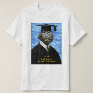 Funny Graduation Monkey Macaque Yearbook Custom T-Shirt