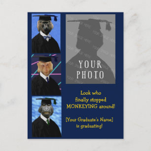 Funny Graduation Monkeys Personalised Annoucement Postcard