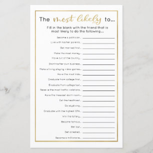 Funny Graduation Party Game - Most Likely to...