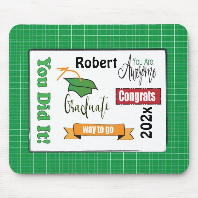 Funny Graduation Saying Green Class of Cartoon     Mouse Mat (Front)