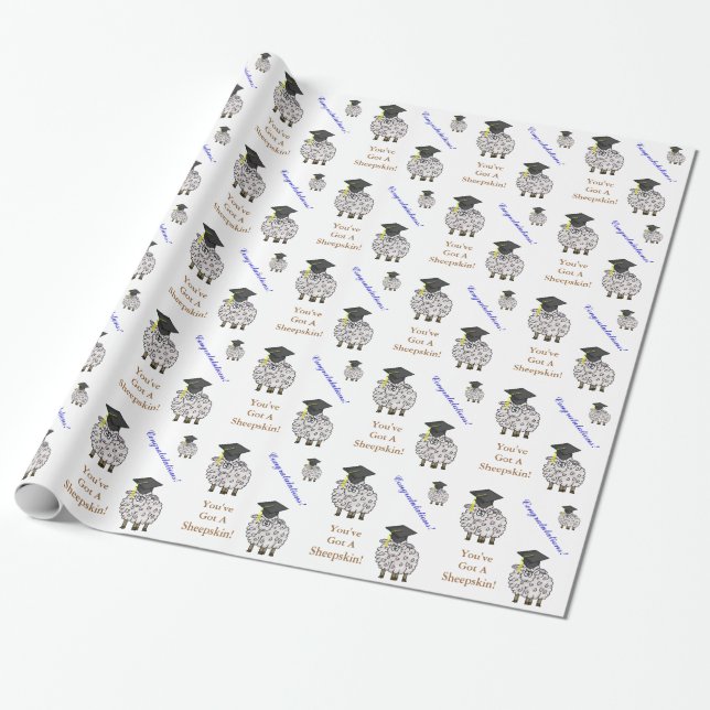 Funny Graduation Sheep Sheepskin Gift Wrap (Unrolled)